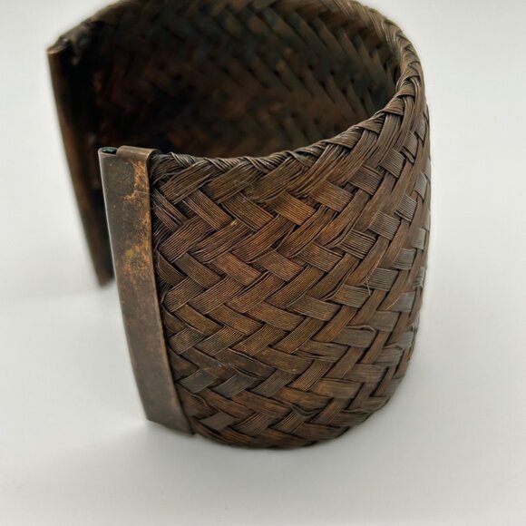 Sarah Cavender Metalworks Woven Copper-tone Cuff Bracelet Wide Design Handmade - Picture 3 of 11